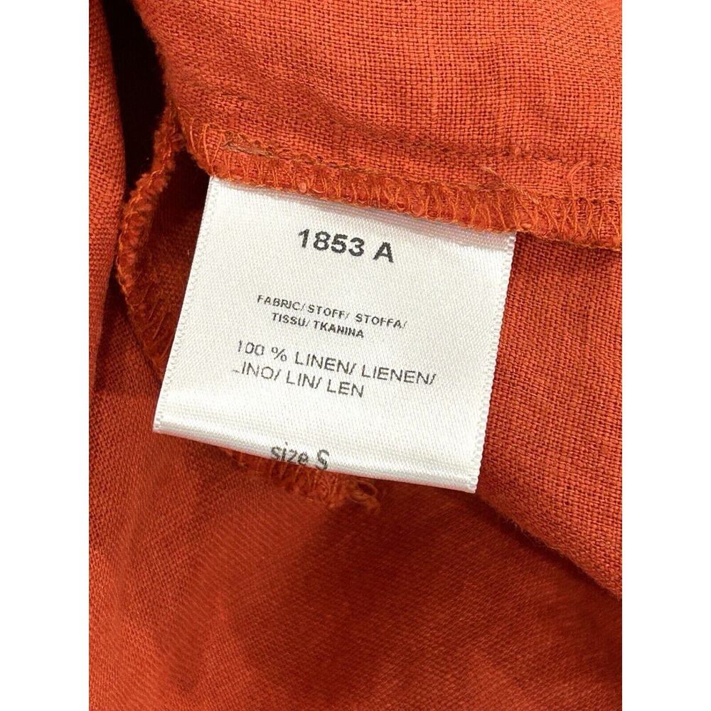 Yuvita Lagenlook Linen Dress Womens Size S Red Frayed Asymmetric 3/4 Bell Sleeve - Picture 5 of 6